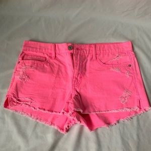 Abercrombie hot pink distressed shorts